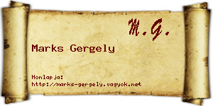 Marks Gergely névjegykártya